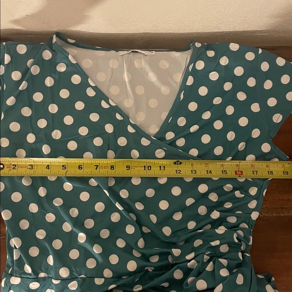 Chic Teal and White Polka Dot Midi Dress - Picture 9 of 12